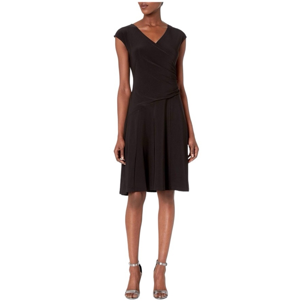 Nic + Zoe  Cap-Sleeve Stretch Modest Faux Wrap Dress